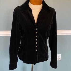 Vintage 90’s Y2K black corduroy snap button shacket. Friends retro Sz M